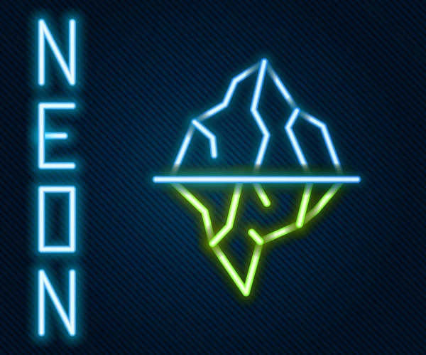 Gloeiende Neon Lijn Iceberg Icoon Geïsoleerd Zwarte Achtergrond Kleurrijk Concept — Stockvector