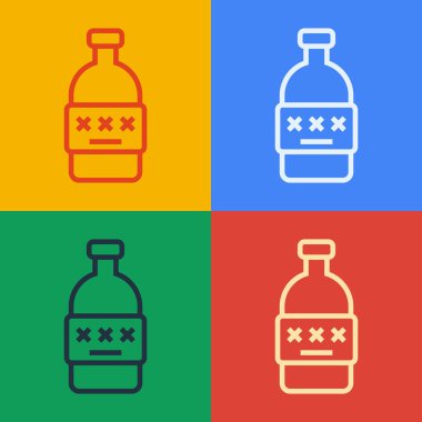 Pop sanat eseri zehirlenmiş alkol ikonu renk arkaplanında izole edilmiş. Vektör