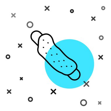 Siyah çizgili çamaşır bezi simgesi beyaz arkaplanda izole edilmiş. Hamamda sauna bezi tabelası. Zevk ve rahatlama öğesi. Rastgele dinamik şekiller. Vektör