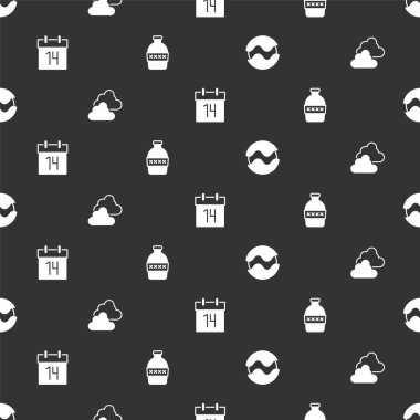 Gezegen, Bulutlu hava, Takvim ve bir şişe suyu sorunsuz bir şekilde ayarlayın. Vektör