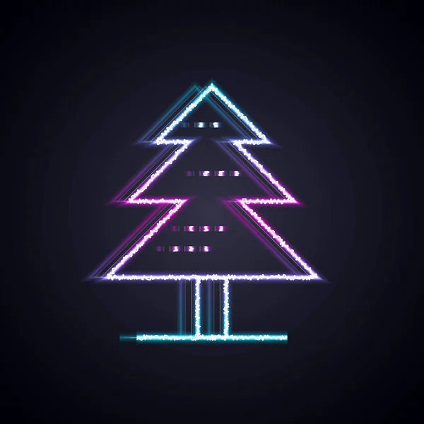 Leuchtende Leuchtschrift Baum Symbol Isoliert Auf Schwarzem Hintergrund Symbol Wald — Stockvektor