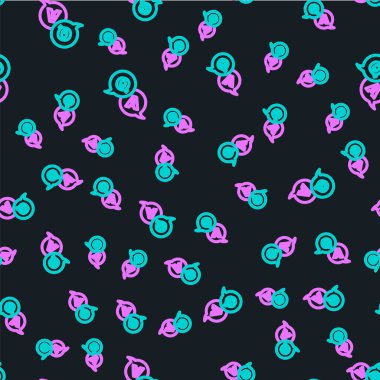 Soru ve Yanıt simgesi içeren satır konuşma baloncukları siyah arkaplanda izole edilmiş kusursuz desen. Q ve A sembolü. SSS işareti. Konuşma balonu ve çizelgesi. Vektör