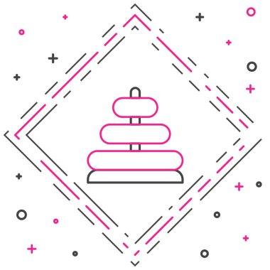 Çizgi Piramit oyuncak simgesi beyaz arkaplanda izole edildi. Renkli taslak konsepti. Vektör