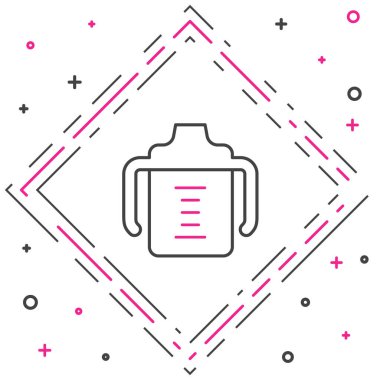 Çizgi Bebek şişe simgesi beyaz arka planda izole edildi. Beslenme şişesi simgesi. Süt şişesi tabelası. Renkli taslak konsepti. Vektör