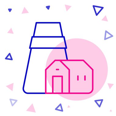 Hat Santrali ve fabrika ikonu beyaz arka planda izole edildi. Enerji endüstrisi konsepti. Renkli taslak konsepti. Vektör