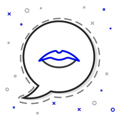 Beyaz arka planda izole edilmiş gülümseyen dudaklar simgesi. Gülümse. Renkli taslak konsepti. Vektör