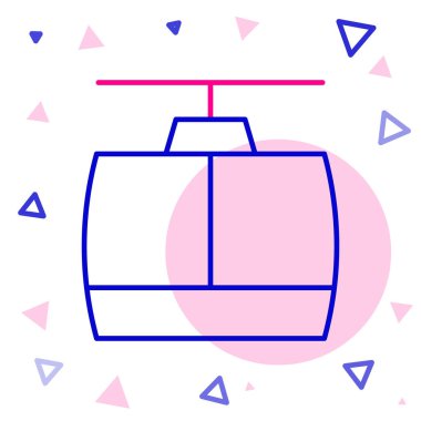 Beyaz arkaplanda çizgi kablo araba simgesi izole edildi. Füniküler işaret. Renkli taslak konsepti. Vektör