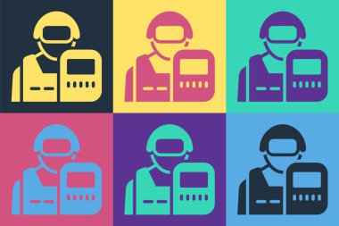 Pop Art Polis memuru simgesi renk arkaplanda izole edildi. Vektör