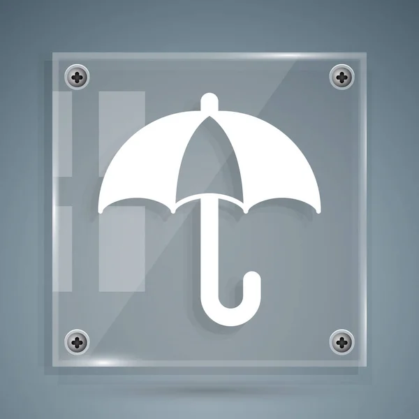 White Classic elegante geopende paraplu pictogram geïsoleerd op grijze achtergrond. Regenbeschermingssymbool. Vierkante glazen panelen. Vector — Stockvector