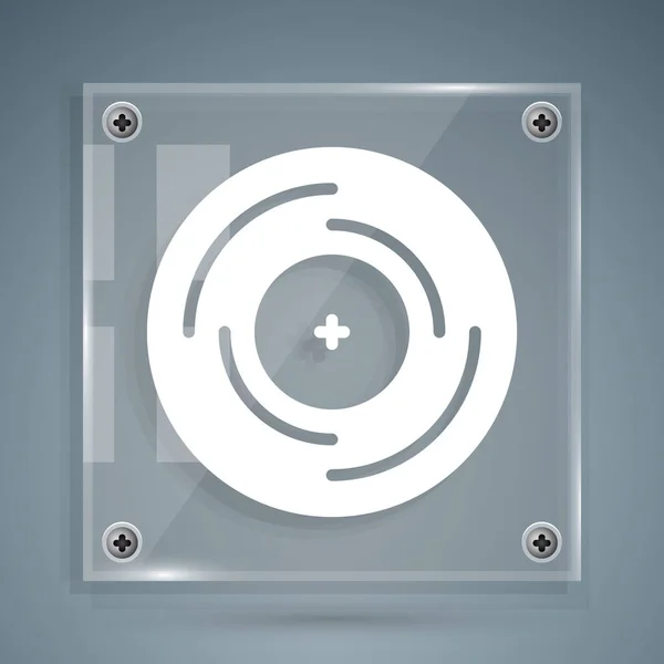 Bílý vinyl disk ikona izolované na šedém pozadí. Čtvercové sklo. Vektor — Stockový vektor