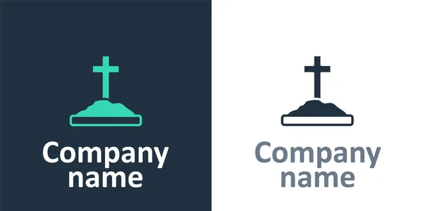 Logotype Grave com ícone de cruz isolado no fundo branco. Elemento de modelo de design de logotipo. Vetor — Vetor de Stock