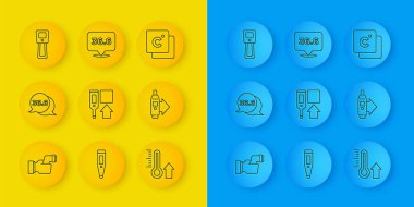 Vücut ısısını, medikal termometreyi, dijitali, meteorolojiyi, Celsius 'u ve ikonu kontrol et. Vektör