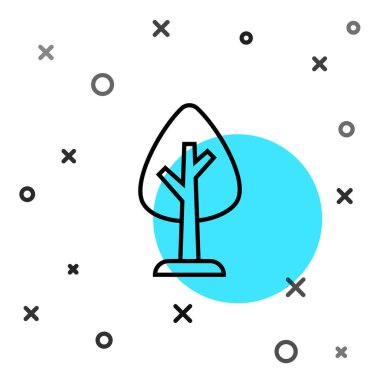 Beyaz arkaplanda siyah çizgi ağaç simgesi izole edildi. Orman sembolü. Rastgele dinamik şekiller. Vektör