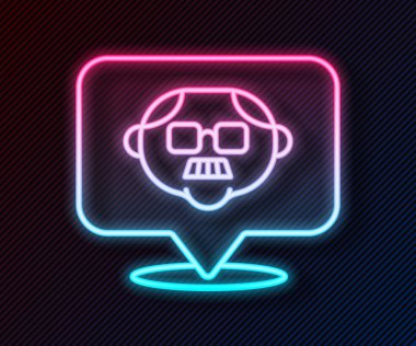 Parlayan neon hattı büyükbaba simgesi siyah arka planda izole edildi. Vektör