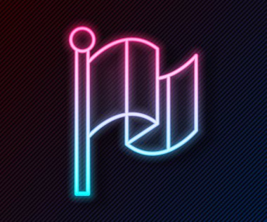 Parlayan neon hattı Fransa bayrağı simgesi siyah arkaplanda izole edildi. Vektör