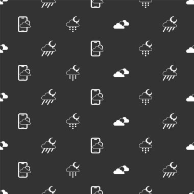 Güneşli ve bulutlu hava, yağmurlu ay bulutu, hava tahmini ve kusursuz desen. Vektör