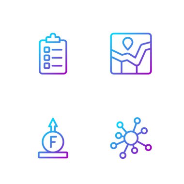 Molekül çizgisi, fizik formülü, liste planlama ve grafik bilgi grafiği yapmak için ayarla. Renk simgeleri. Vektör