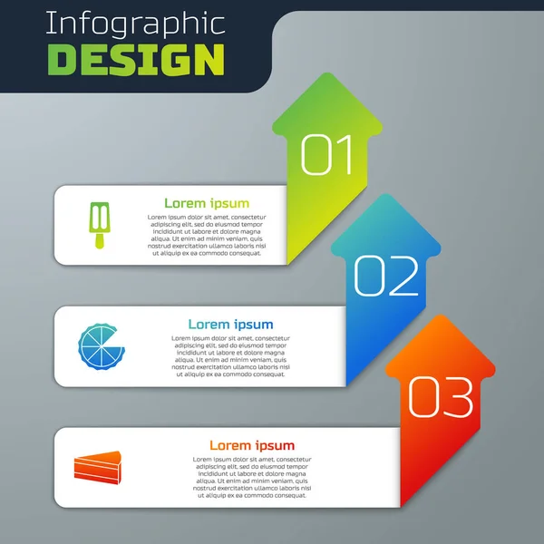 Set Crème glacée, tarte maison et morceau de gâteau. Modèle d'infographie d'entreprise. Vecteur — Image vectorielle