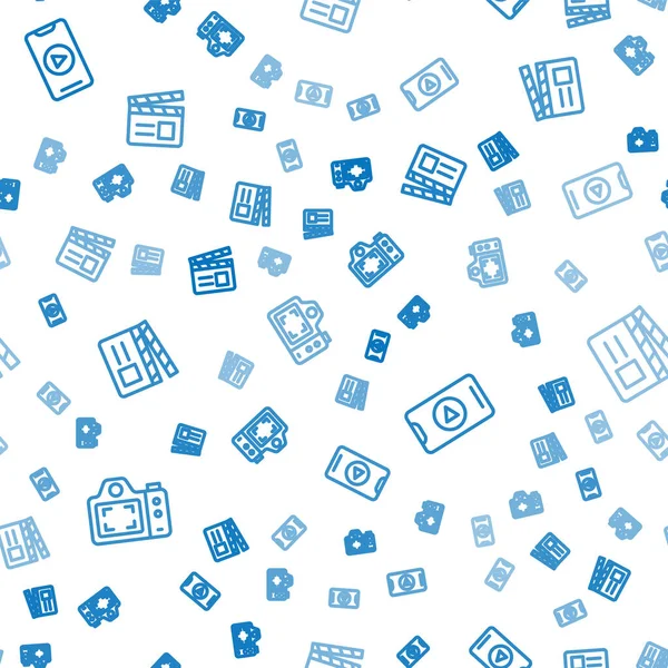 Satır Fotoğraf Makinesi, Çevrimiçi oyun videosu ve Film alkışlayıcısını kusursuz desen üzerine ayarla. Vektör