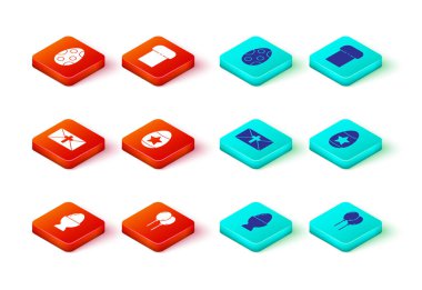 Kürsüye Paskalya yumurtası, kurdeleli balonlar, tebrik kartı Happy, pasta ve ikon. Vektör