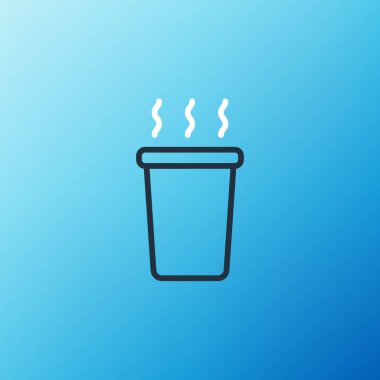 Mavi arka planda izole edilmiş çizgi çay ikonu. Renkli taslak konsepti. Vektör