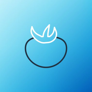 Domates çizgisi simgesi mavi arkaplanda izole edildi. Renkli taslak konsepti. Vektör