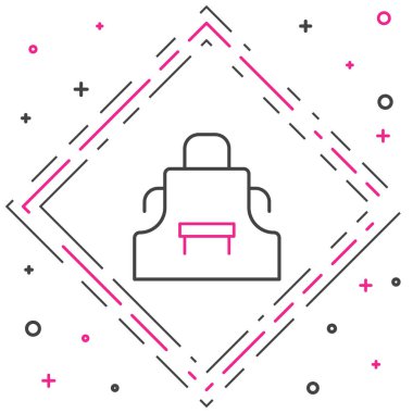 Line Kitchen önlük simgesi beyaz arkaplanda izole edildi. Yemek pişirmek için şef üniforması. Renkli taslak konsepti. Vektör