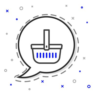 Çizgi piknik sepeti simgesi beyaz arkaplanda izole edildi. Renkli taslak konsepti. Vektör