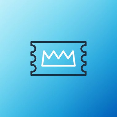 Hat konseri bileti ikonu mavi arka planda izole edildi. Konser, parti ya da festival bileti. Renkli taslak konsepti. Vektör