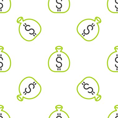 Hat Para Çantası simgesi beyaz arka planda izole edilmiş kusursuz desen. Dolar ya da USD sembolü. Nakit bankacılık tabelası. Vektör
