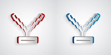 Kağıt kesiği rapçi zinciri simgesi gri arka planda izole edildi. Kağıt sanatı tarzı. Vektör