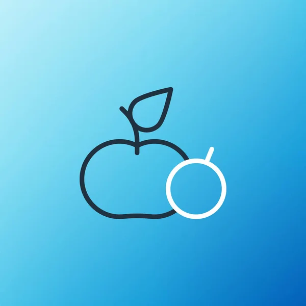Linia Apple ikona izolowana na niebieskim tle. Nadwaga. Zdrowa dieta. Dietetyczne jabłko. Kolorowy koncept. Wektor — Wektor stockowy