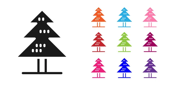 Black Tree Symbol isoliert auf weißem Hintergrund. Symbol Wald. Setzen Sie Symbole bunt. Vektor — Stockvektor