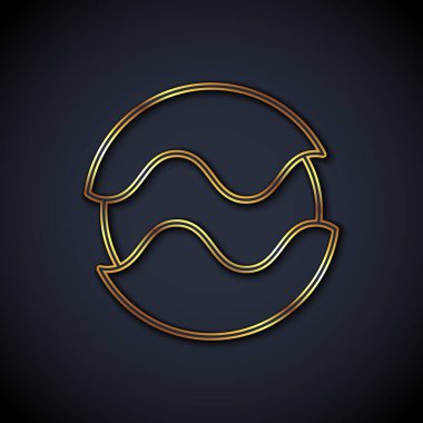 Altın Çizgili Gezegen simgesi siyah arkaplanda izole edildi. Vektör