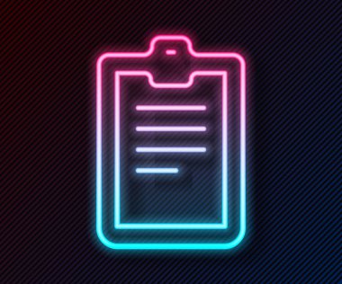 Parlayan neon hattı Psikolojik test ikonu siyah arka planda izole edildi. Vektör