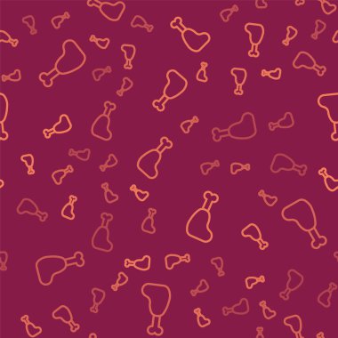 Kahverengi çizgili tavuk budu ikonu kırmızı arka planda izole edilmiş. Tavuk budu. Vektör