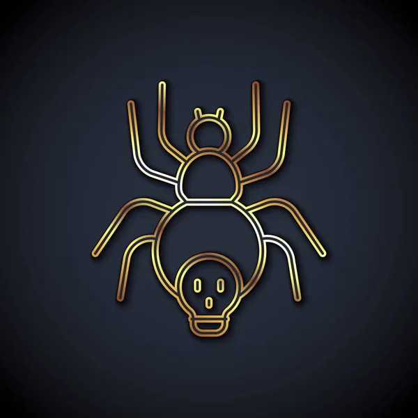 Золотая линия Ядовитый паук значок изолирован на черном фоне. Счастливого Хэллоуина. Вектор — стоковый вектор
