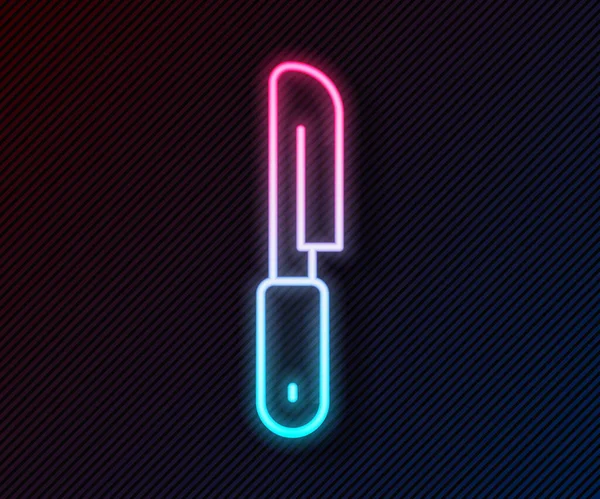 Gloeiende neon lijn Knife icoon geïsoleerd op zwarte achtergrond. Bestek symbool. Vector — Stockvector