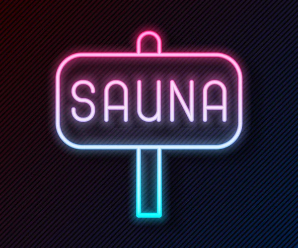 Parlayan neon hattı sauna simgesi siyah arkaplanda izole edildi. Vektör