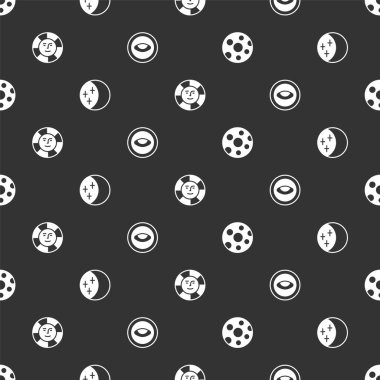 Dolunayı, Güneş tutulmasını, Güneş 'i ve madalyonu kusursuz desenli olarak ayarla. Vektör