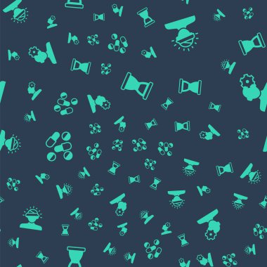 Eski kum saati, beyin sarsıntısı, baş ağrısı, ilaç hapı ya da tablet ve çözüm psikolojisini pürüzsüz kalıba göre ayarla. Vektör