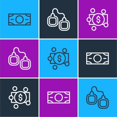 Hat Stacks kağıt para ve kelepçe ikonu. Vektör