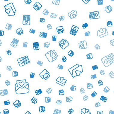 Zarfta sevgililer günü broşürü ve çikolatayı pürüzsüz desenli olarak ayarla. Vektör