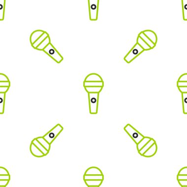 Hat Mikrofon simgesi beyaz arkaplandaki kusursuz deseni izole etti. Radyodaki mikrofondan. Sözcü işareti. Vektör