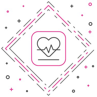 Çizgi Kalp hızı simgesi beyaz arkaplanda izole edildi. Kalp atışı işareti. Kalp atışı ikonu. Kardiyogram simgesi. Renkli taslak konsepti. Vektör