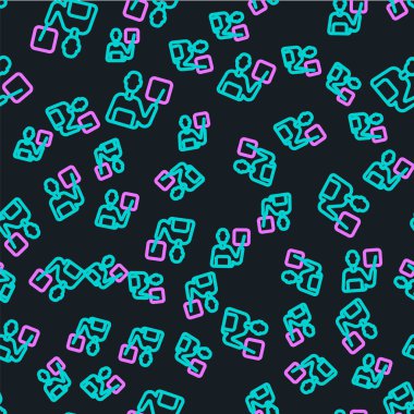 Çizgi Öğretmeni simgesi siyah arkaplanda kusursuz desen izole etti. Vektör