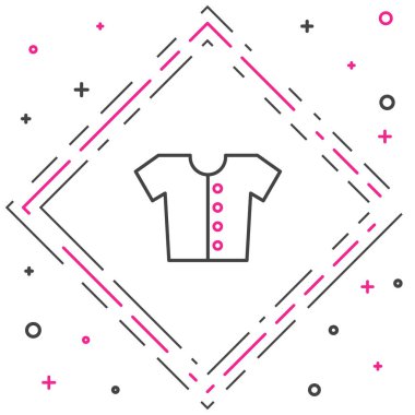 Line Baby tişört simgesi beyaz arkaplanda izole edildi. Bebek kıyafetleri sembolü. Çocuk giyimi tabelası. Renkli taslak konsepti. Vektör