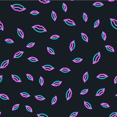 Çizgili gülen dudaklar simgesi siyah arkaplanda izole edilmiş kusursuz desen. Gülümse. Vektör