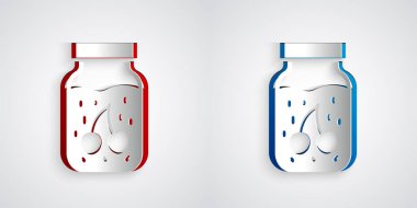 Kağıt kesiği kavanoz simgesi gri arkaplanda izole edilmiş. Kağıt sanatı tarzı. Vektör.