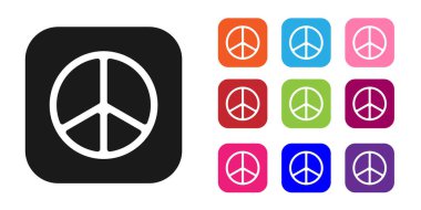 Siyah Barış simgesi beyaz arka planda izole edildi. Hippi barış sembolü. Simgeleri renklendirin. Vektör.